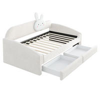 KINDERBETT 90/200 cm DE-32697 mit Stauraum, LED und Hasenkissen Beige - Beige, Metall (90/200cm) - ComfortXL