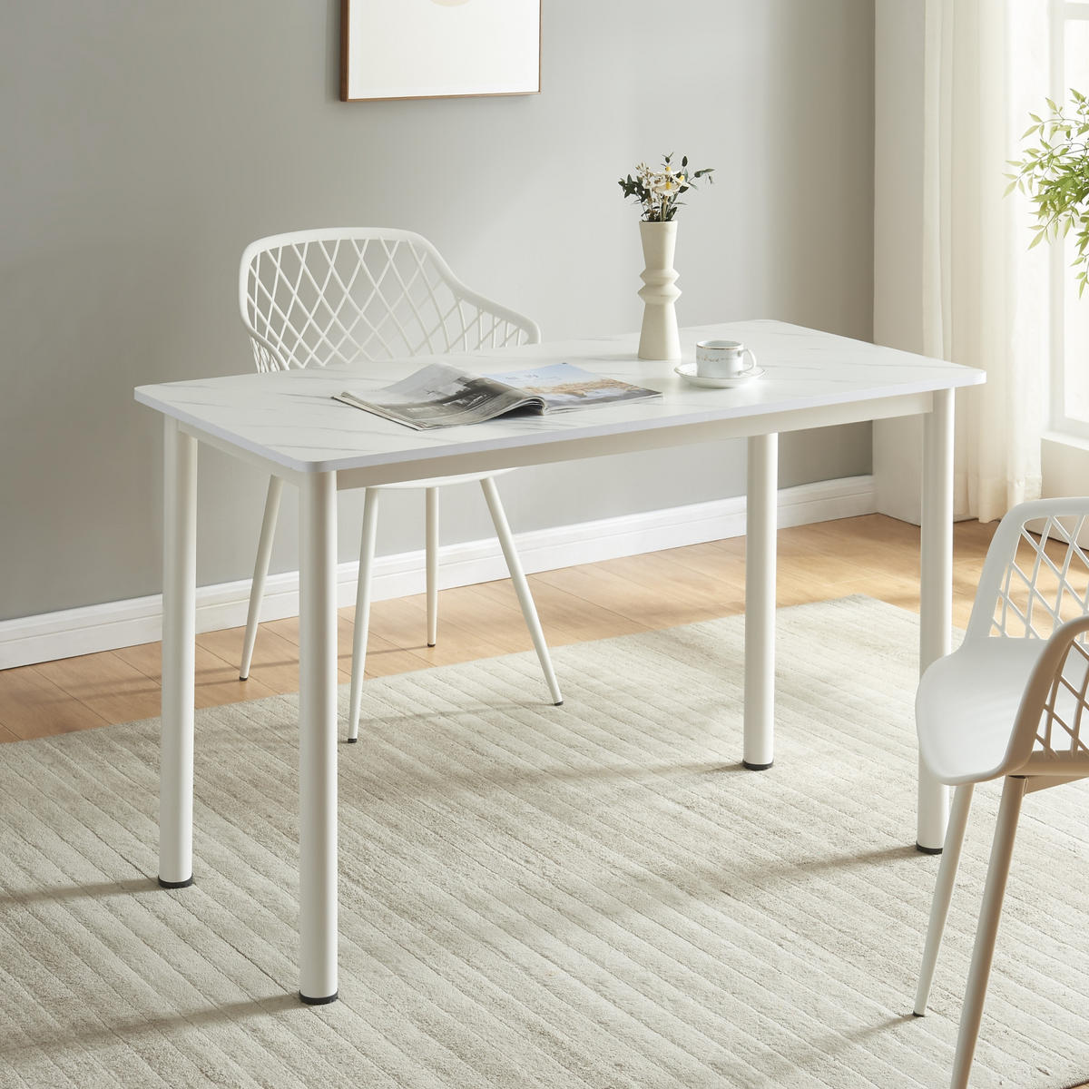 ESSTISCH Tammela - Creme/Weiß, Holzwerkstoff/Metall (120/60/75cm) - [en.casa]