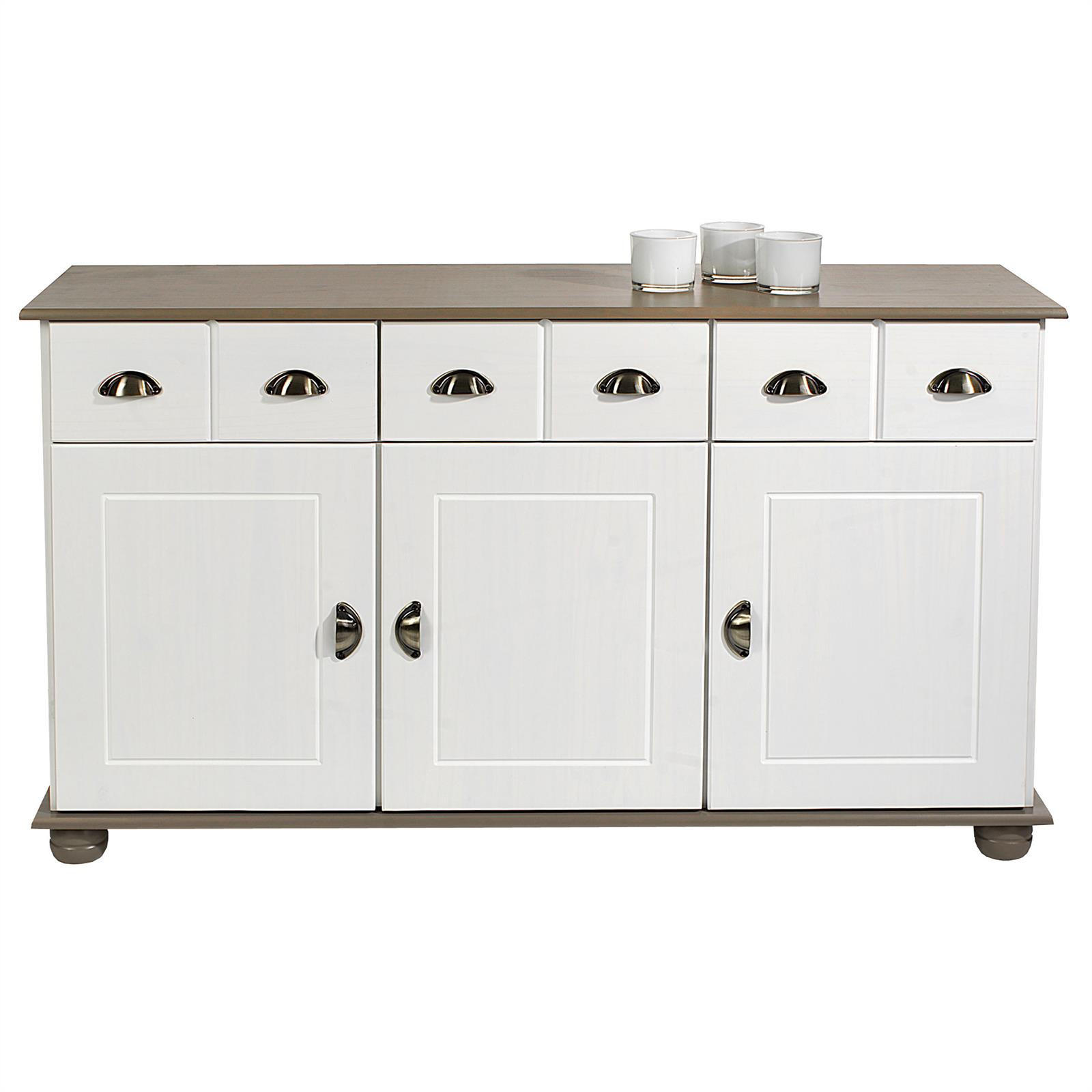 APOTHEKERKOMMODE COLMAR - Taupe/Weiß, Holz (134/80/39cm) - IDIMEX