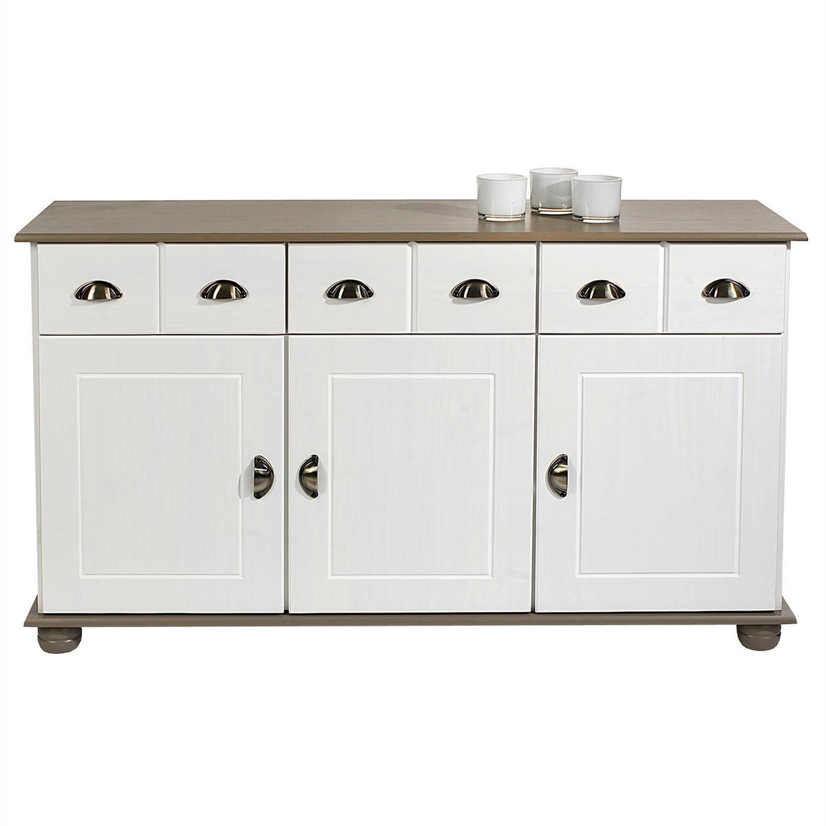 APOTHEKERKOMMODE COLMAR - Taupe/Weiß, Holz (134/80/39cm) - IDIMEX