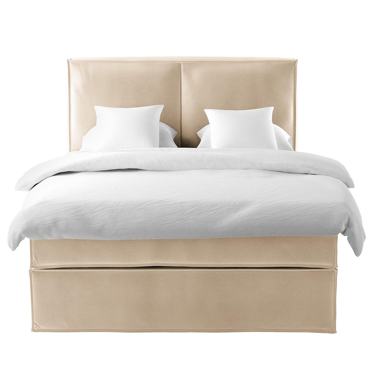 BOXSPRINGBETT mit Kopfteil - Premium - Beige, Textil (140/200cm) - home24