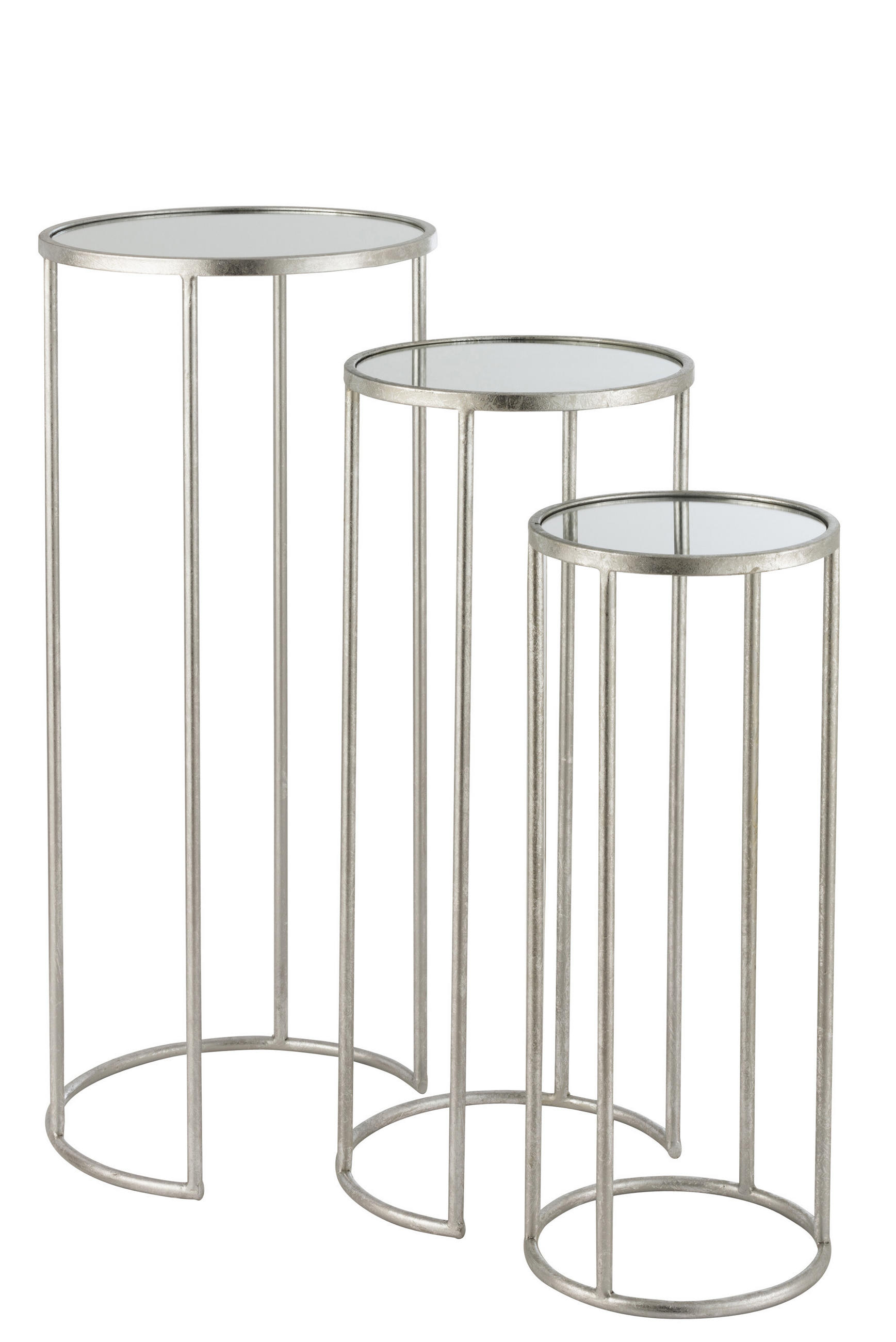 TISCH LEO - Metall - Silber - 3er Set - Silberfarben, Metall (35.5/35.5/80.5cm) - J-Line