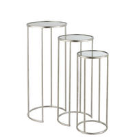 TISCH LEO - Metall - Silber - 3er Set - Silberfarben, Metall (35.5/35.5/80.5cm) - J-Line