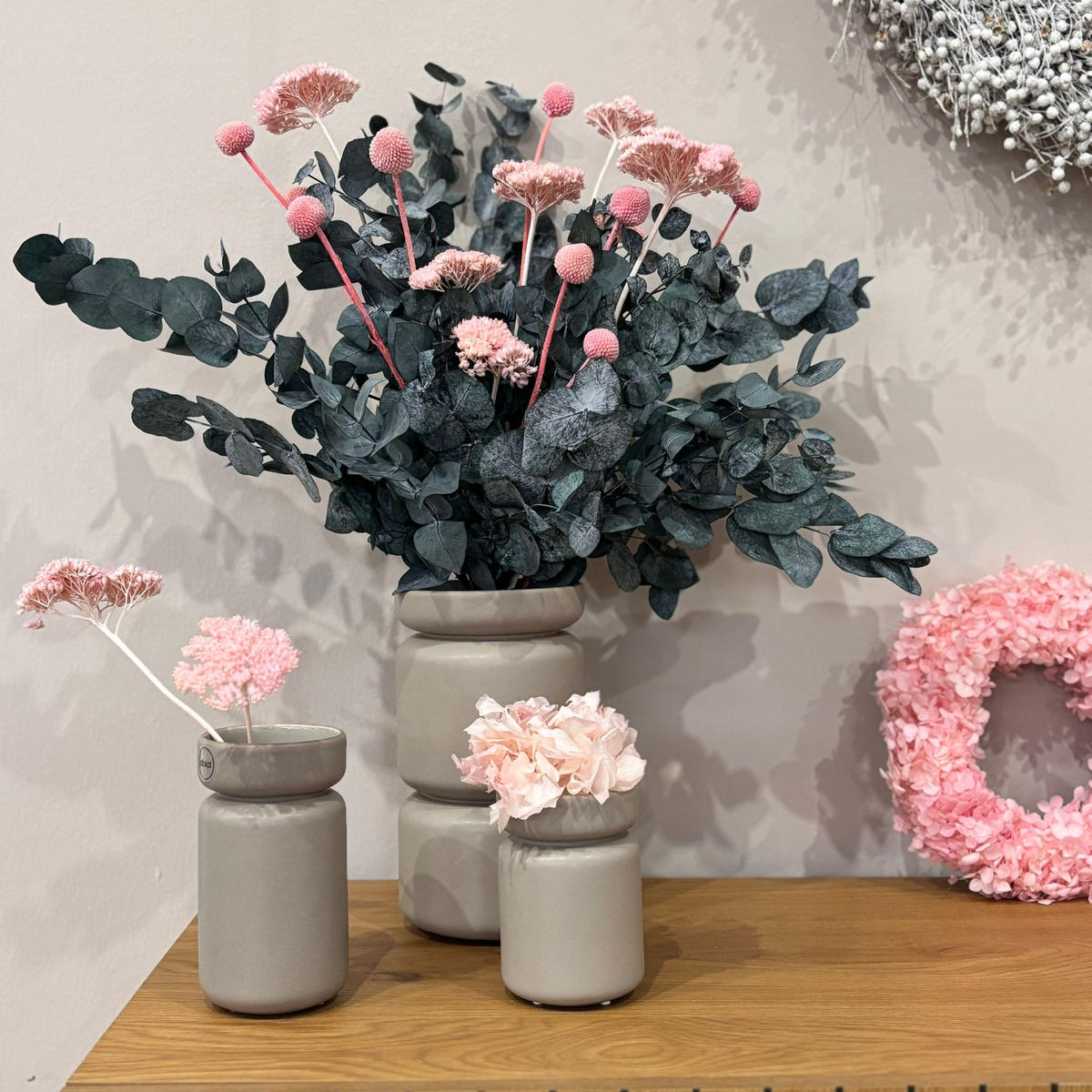 POP of Color: Eukalyptus pink - pink / 40 cm - Rosa/Grün, Naturmaterialien (40cm) - Lykke & You
