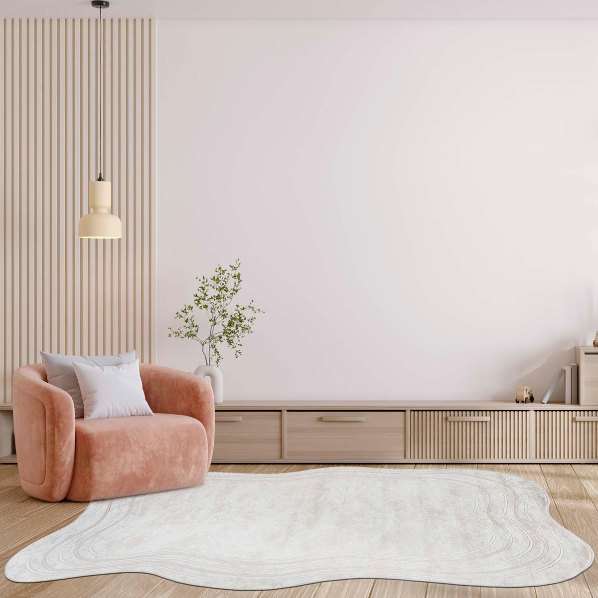 TEPPICH Weiß Abstrakt - Kurzflor Unregelmäßig Unregelmäßige Form - Ecru - 200 x 300 cm - Creme, Textil (200/300cm) - Mazovia