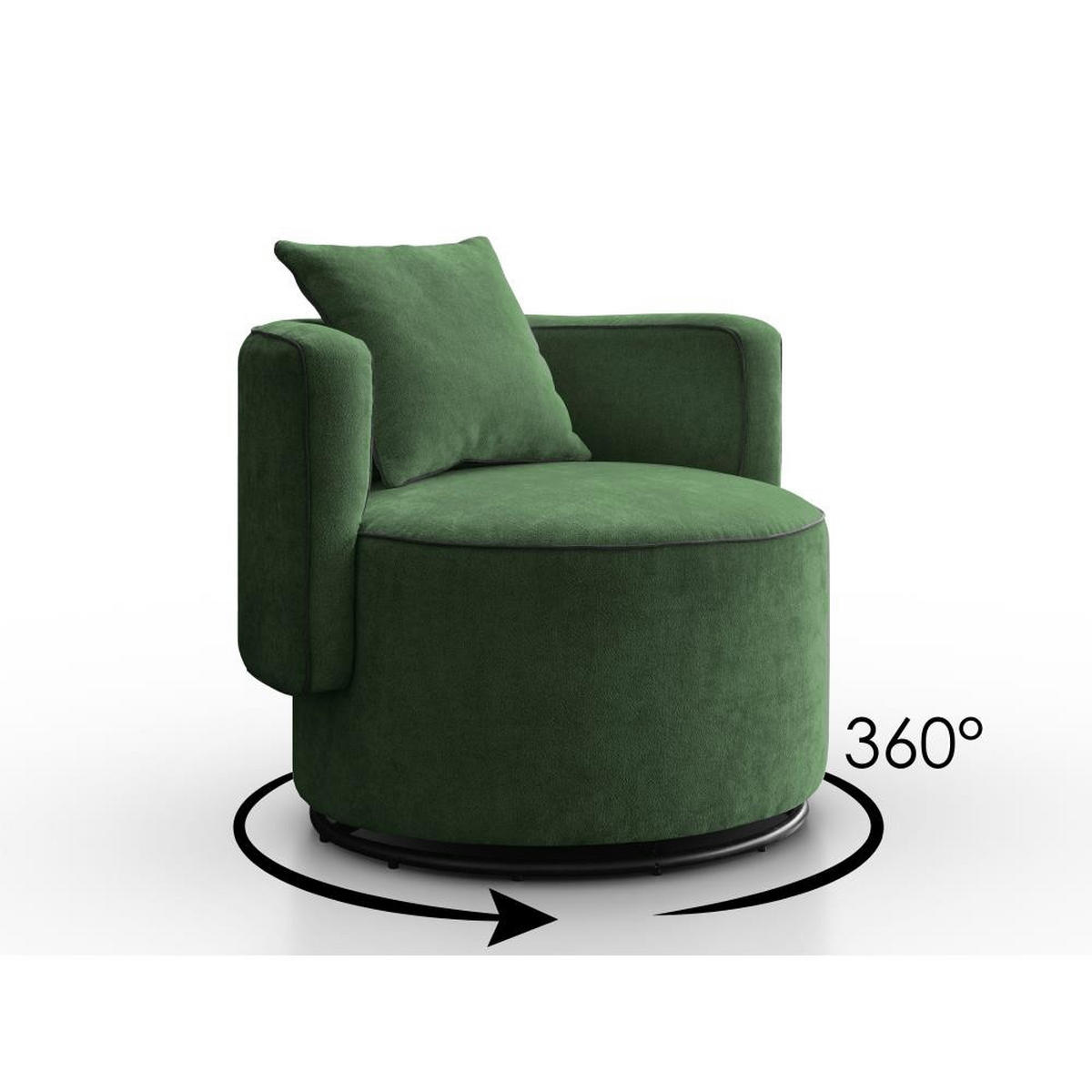 DREHSESSEL Dolce dunkelgrün velour - Dunkelgrün/Schwarz, Textil (90/83/90cm) - Beautysofa