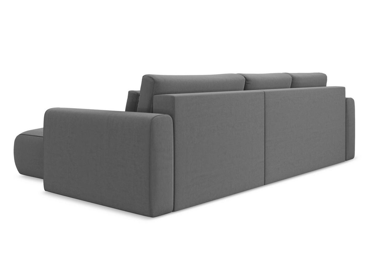 ECKSOFA mit Schlaffunktion Samt Stoff Grau - Schwarz/Grau, Kunststoff/Textil (278/149cm) - Makamii