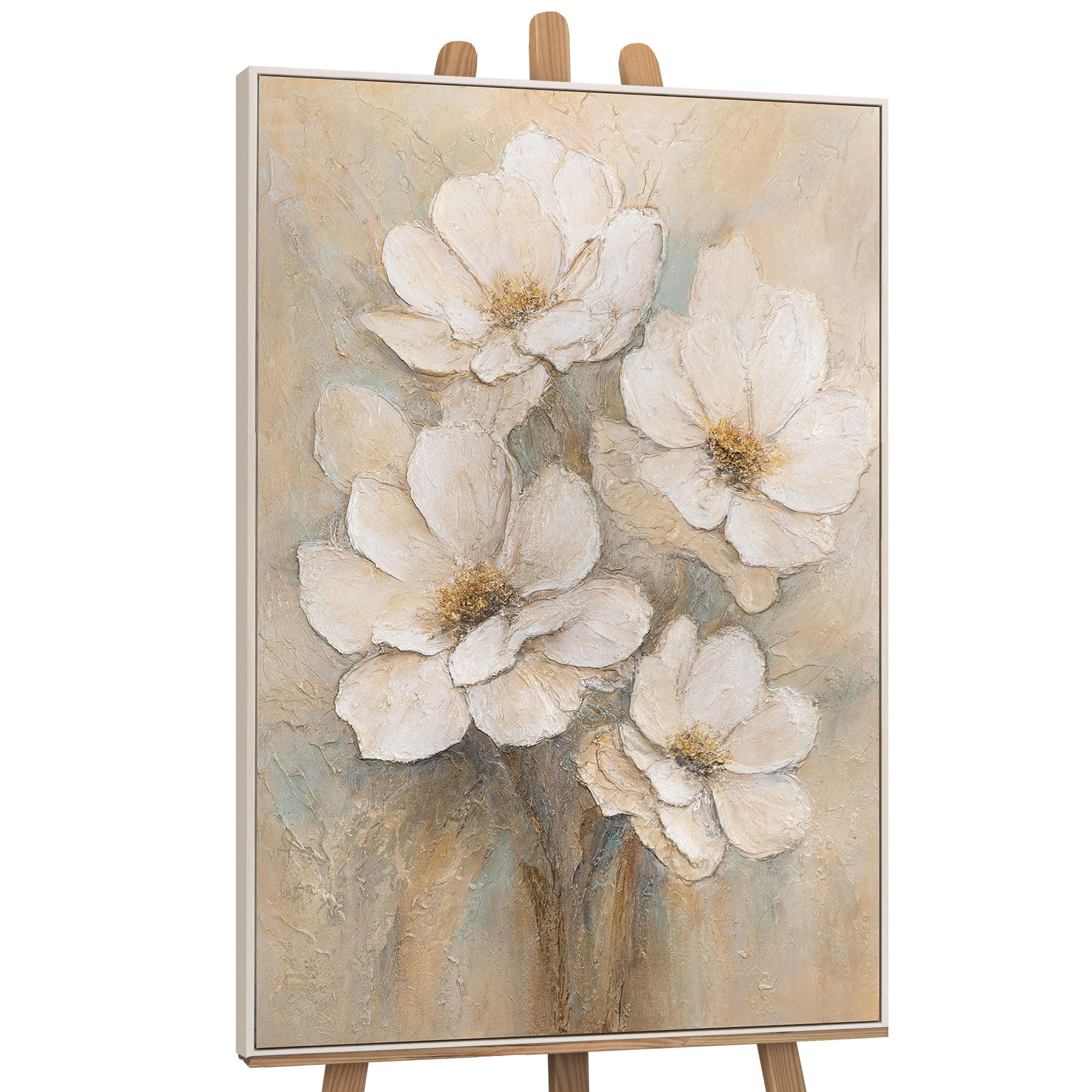 GEMÄLDE Schleier der Zärtlichkeit Schattenfugenrahmen Beige 120x80 cm - Beige, Holz (120/80cm) - YS-art gallery