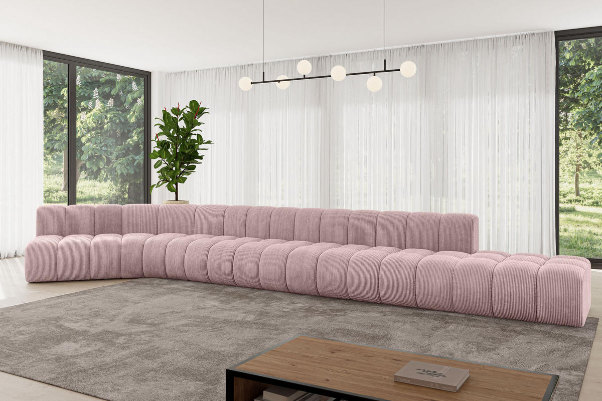 ECKSOFA modulares Sofa Brilo-L3 - 562x174x70 cm Rosa - Rosa, Holzwerkstoff/Textil (562/174cm) - ALTDECOR