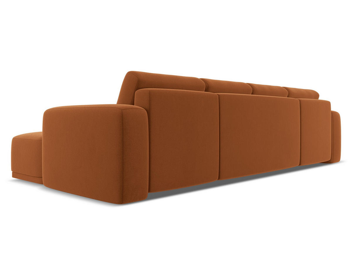 WOHNLANDSCHAFT Samt Stoff Orange - Terra cotta/Schwarz, Kunststoff/Textil (333/91/160cm) - Makamii