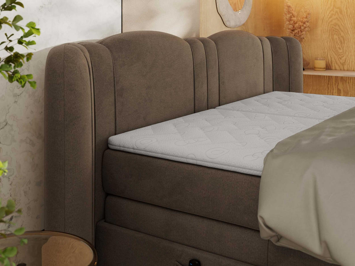 BOXSPRINGBETT FORTINA 140/200 - Braun Velvet - Topper T25 - H4 - Schwarz/Braun, Holz/Textil (140/200cm) - MKS