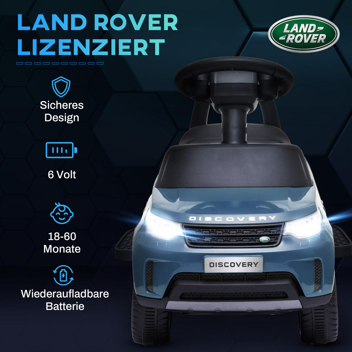ELEKTRO Kinderauto 6V, Musik, Hellblau - Hellblau, Kunststoff/Metall (65/43/40cm) - AIYAPLAY