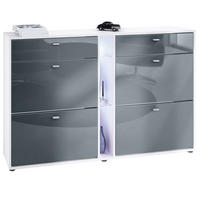 SCHUHSCHRANK Today Fronten in Grau Hochglanz - Grau, Holzwerkstoff (155.5/95/28cm) - Vladon
