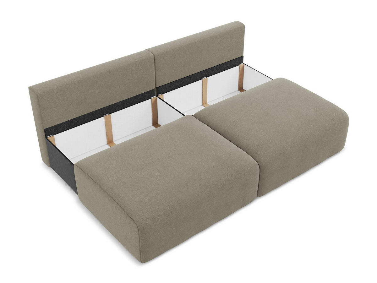 3-SITZER SOFA mit Schlaffunktion Strukturstoff Stoff Beige - Beige/Schwarz, Kunststoff/Textil (216/79/102cm) - Makamii