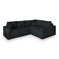ECKSOFA ERONIS R-S Schwarz Kordstoff mit Schlaffunktion - Schwarz, Holz (265/194cm) - MASSENO