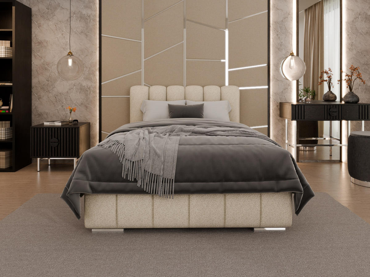 POLSTERBETT Zaira 120x200cm – Elegantes Polsterbett für modernen Wohnstil , ZONIERTE TASCHENFEDERN KOKOS (21cm), beige - Beige, Holz (120/200cm) - Panda Möbel