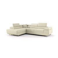 ECKSOFA EMILY mit Schlaffunktion Quelle 02 Links - Ecru, Textil (275/200cm) - Bedante