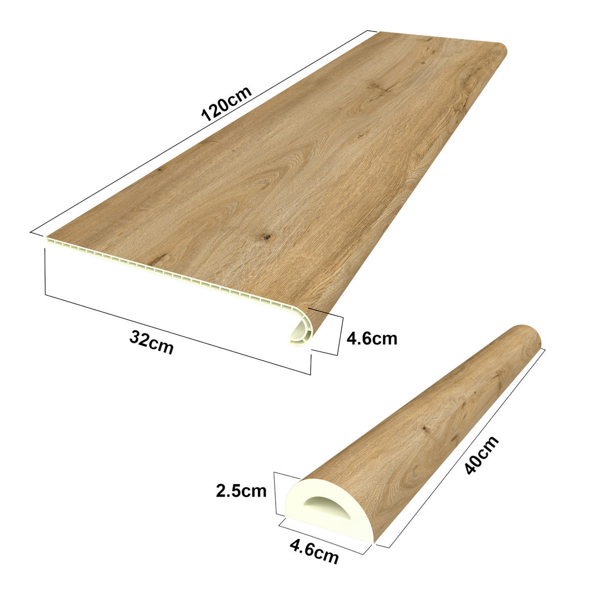 TREPPENVERKLEIDUNG-SET 6 TLG. Bunschoten - Eichefarben, Kunststoff (120/32cm) - NEU.HOLZ