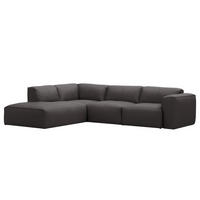 3-SITZER ECKSOFA mit Recamiere - Schwarz/Grau, Leder/Kunststoff (295/231cm) - home24