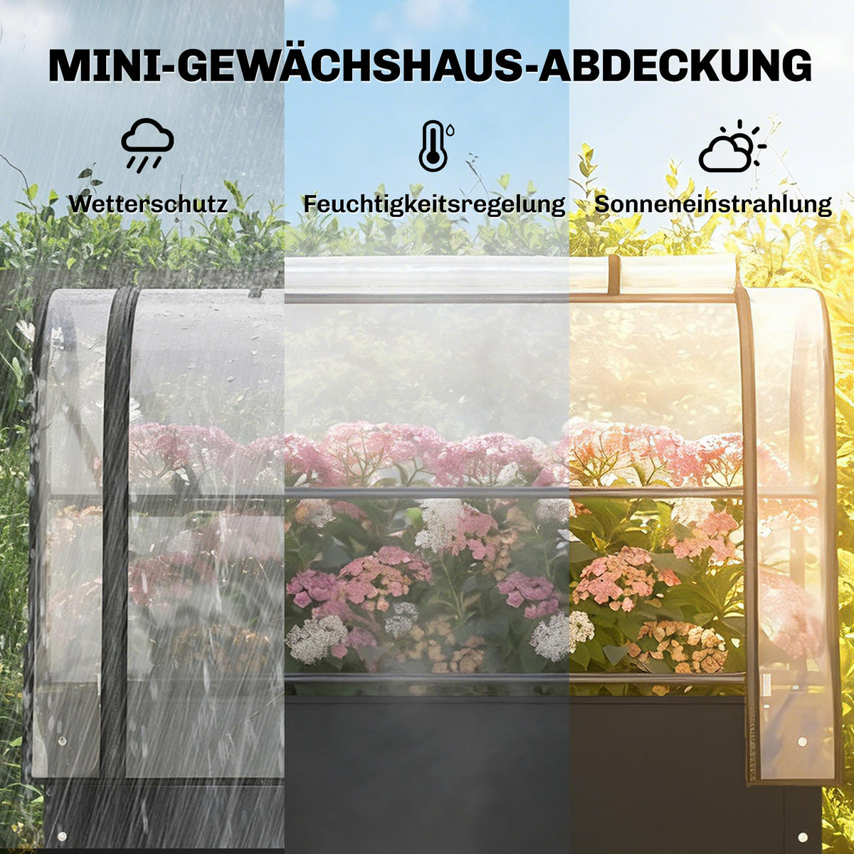 HOCHBEET mit Gewächshausabdeckung aus Kunststoff Metall Schwarz - Schwarz, Metall (49/136/100cm) - Outsunny