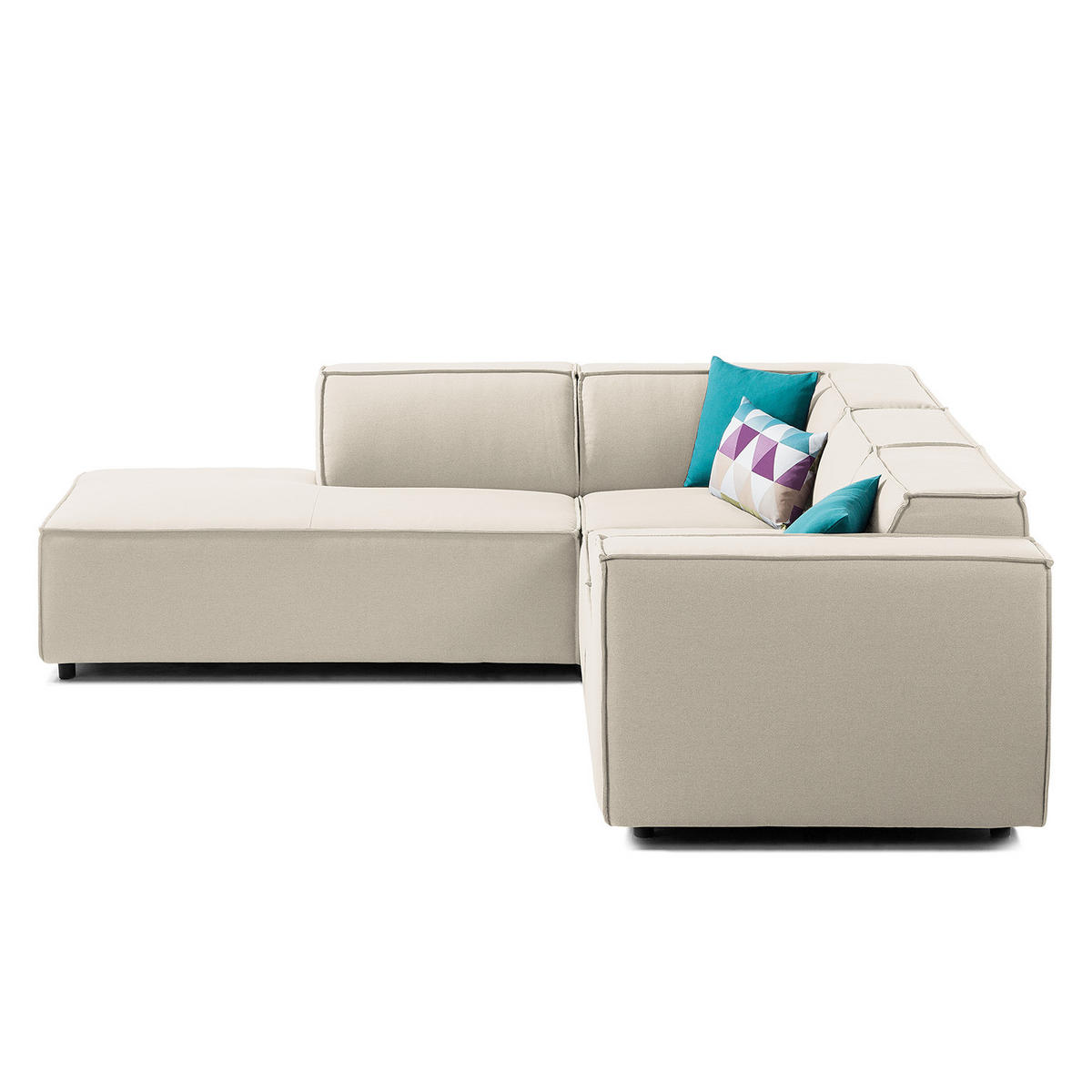 ECKSOFA mit Ottomane - Schwarz/Weiß, Kunststoff/Textil (260/234cm) - home24