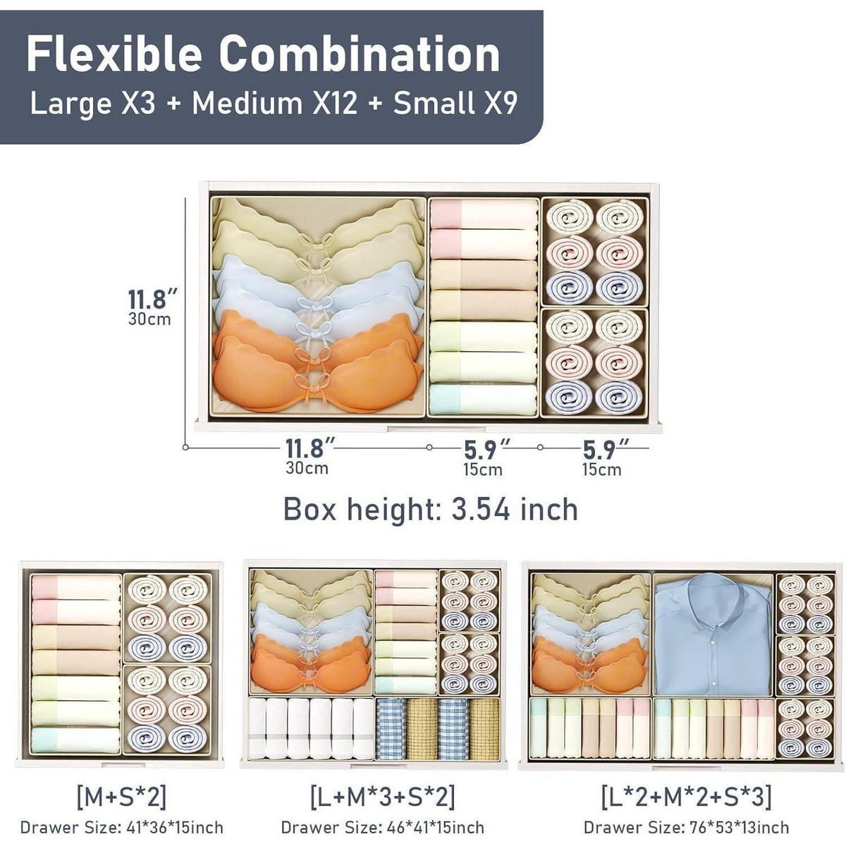 SCHUBLADEN Organizer 8-teiliges Set Beige - Beige, Textil (30/9/30cm)