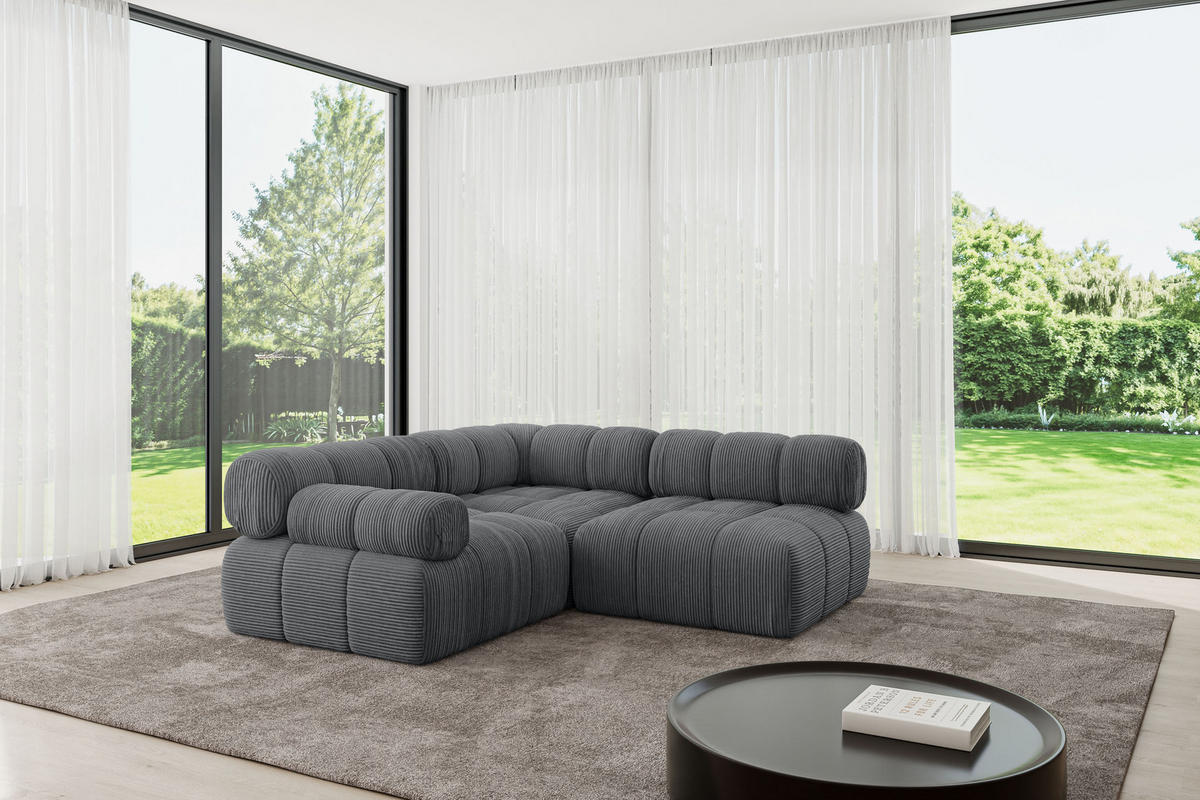 ECKSOFA modulares Sofa Mende-L1 - 190x190x70 cm Dunkelgrau Cord - Dunkelgrau, Holzwerkstoff/Textil (190/190cm) - ALTDECOR