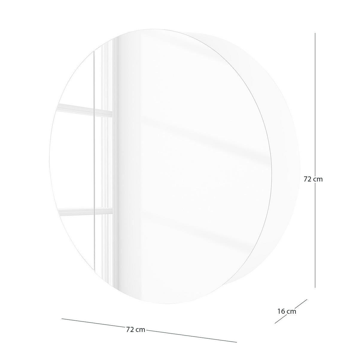 SPIEGELSCHRANK - rund - Weiß, Holzwerkstoff (72/72/16cm) - home24