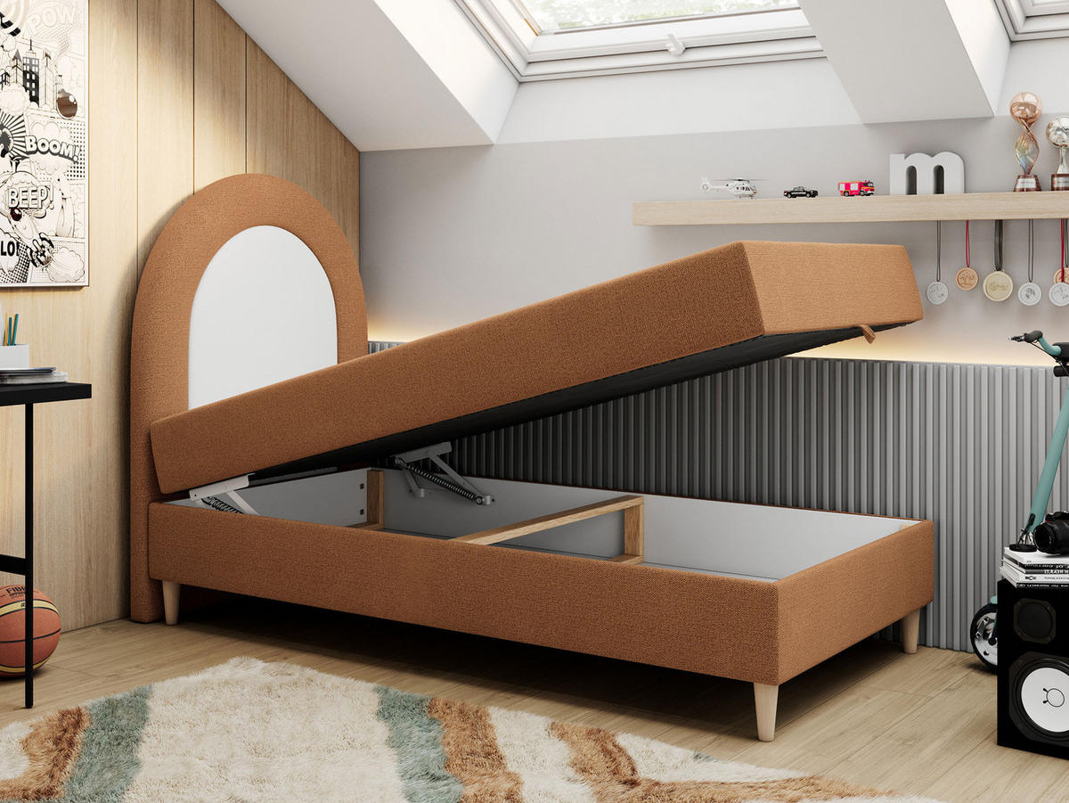 BOXBETT NEST 90/180 Orange Struktur - H3 - Orange, Holz/Textil (90/180cm) - MKS