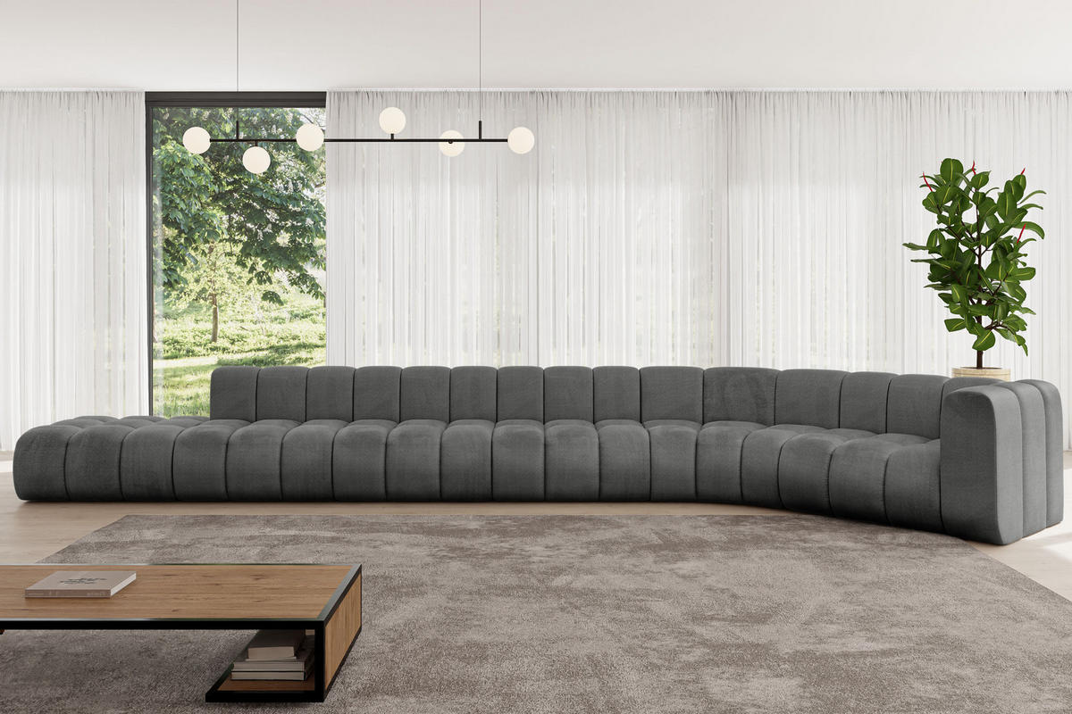 ECKSOFA modulares Sofa Tilmo-L3 - 581x194x70 cm Dunkelgrau - Dunkelgrau, Holzwerkstoff/Textil (581/194cm) - ALTDECOR