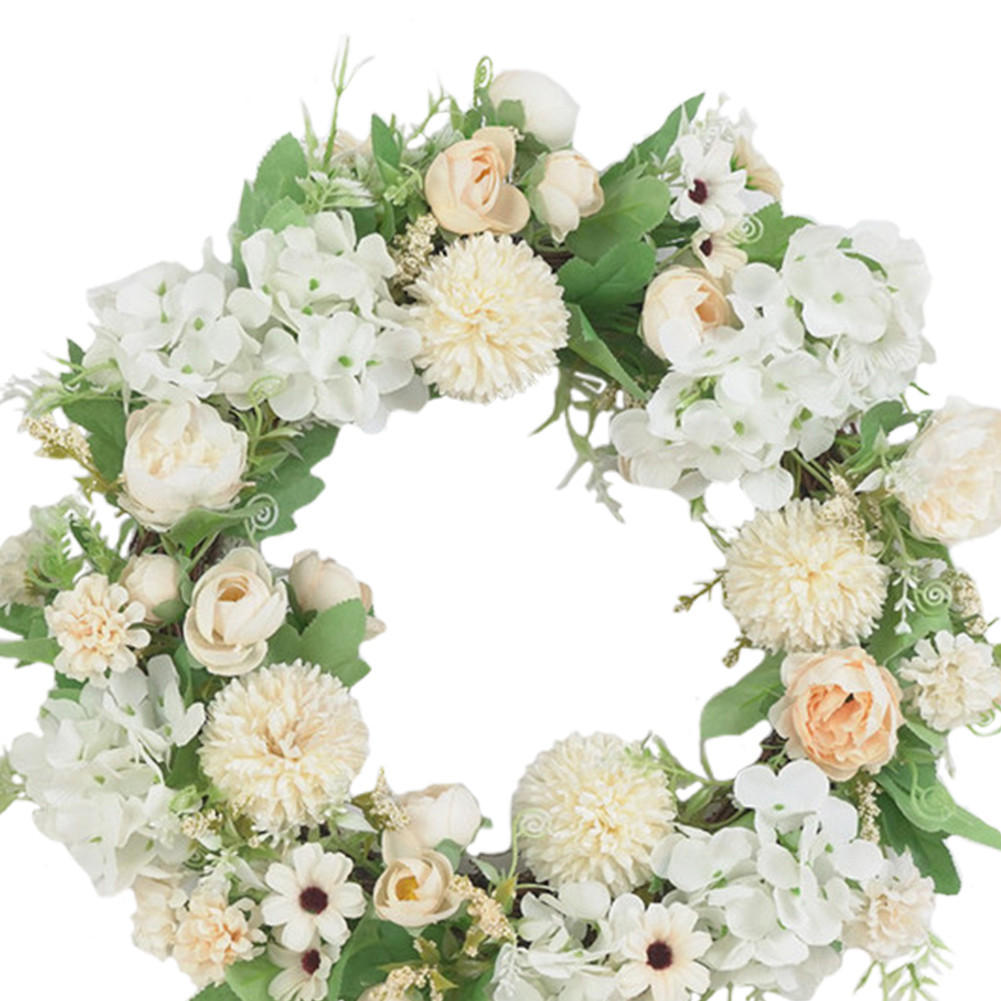 KUNSTBLUME Pfingstrosen und Mischblumen Künstlicher Frühlingskranz für Hochzeit und Dekoration - Weiß, Kunststoff (20cm) - Livingandhome