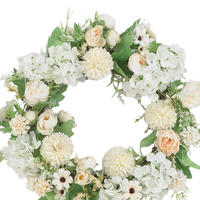KUNSTBLUME Pfingstrosen und Mischblumen Künstlicher Frühlingskranz für Hochzeit und Dekoration - Weiß, Kunststoff (20cm) - Livingandhome
