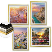 WANDBILDER 4er Set - 50x50 cm & 40x60 cm Goldrahmen - Sonnenuntergänge am Meer - Goldfarben, Kunststoff (50/50cm) - ArtPrintCave