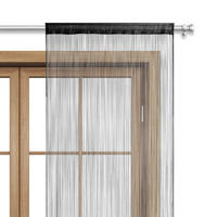 FADENVORHANG schwarz 245/90 cm Stangendurchzug kürzbar - Schwarz, Textil (90/245/1cm) - wometo