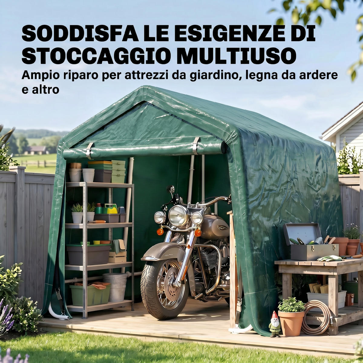 CARPORT Grun 1 Stück - Grün, Kunststoff/Metall (200/202/240cm) - GiPP