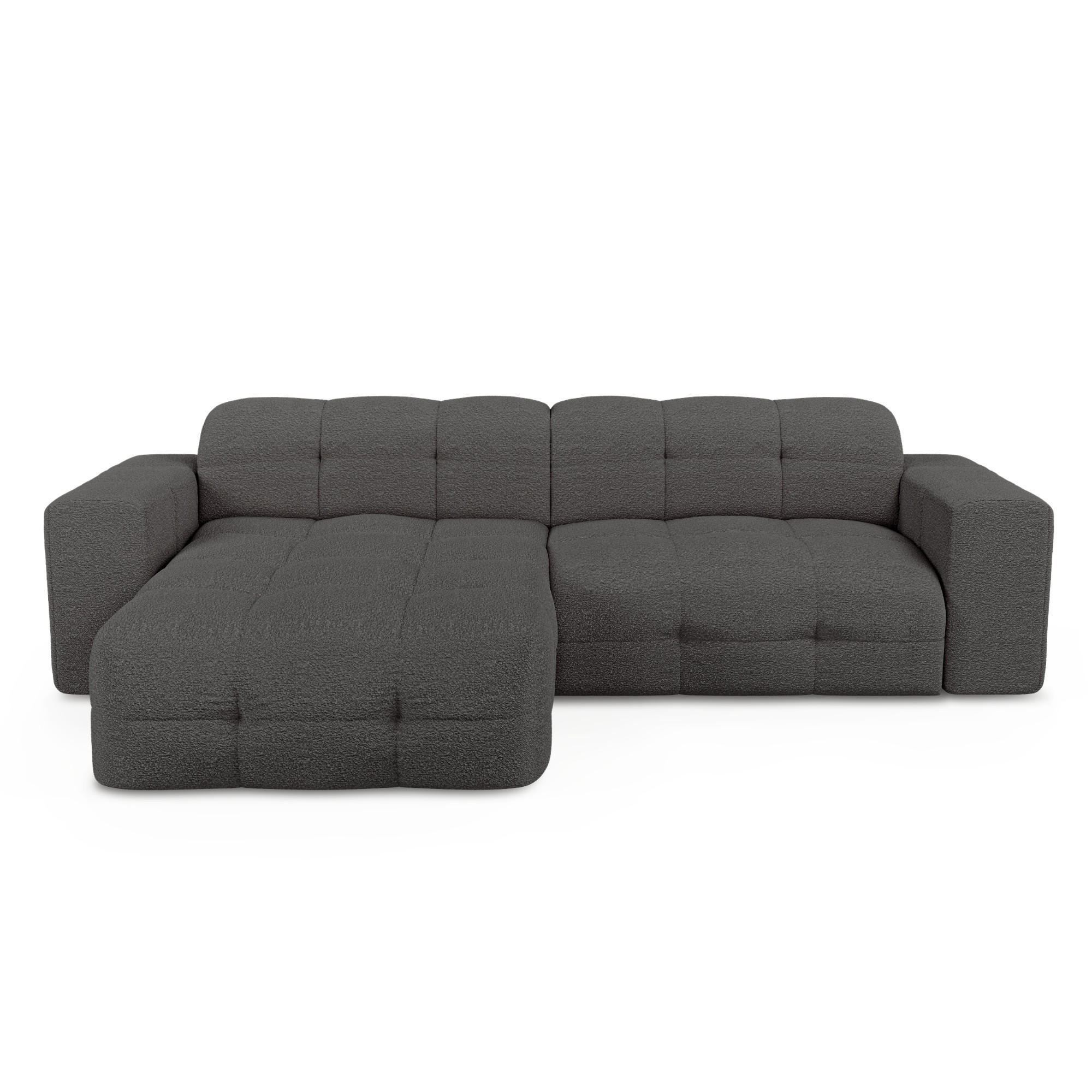 ECKSOFA LINKS Bouclé-Stoff Graphitgrau 230cm - Graphitfarben/Grau, Textil (155/230cm) - Sia Home