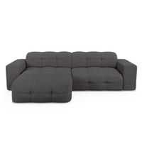 ECKSOFA LINKS Bouclé-Stoff Graphitgrau 230cm - Graphitfarben/Grau, Textil (155/230cm) - Sia Home