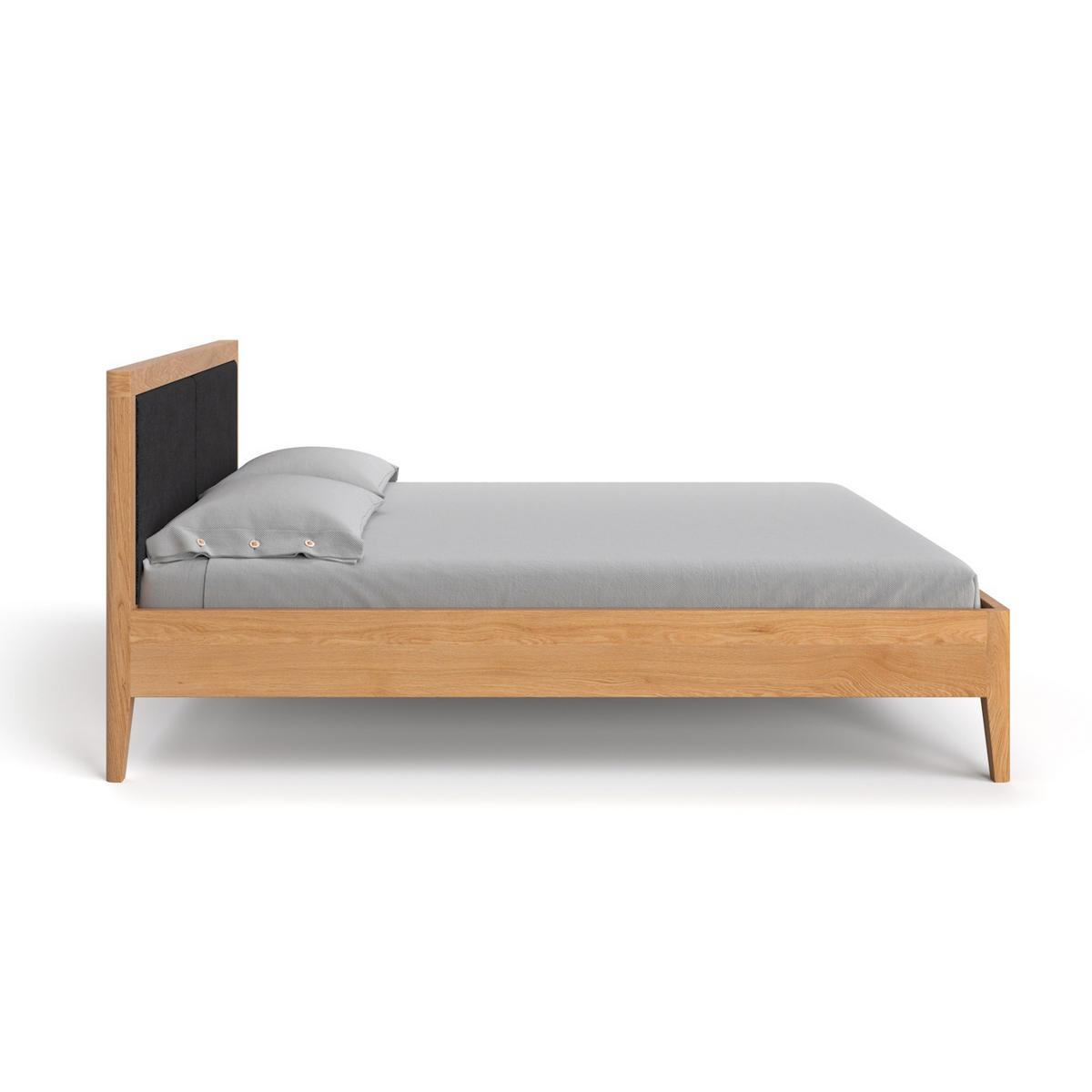 MASSIVHOLZBETT Silva aus Eiche 200x220 cm, Storm 99 - Eichefarben/Schwarz, Holz (200/220cm) - Danzz