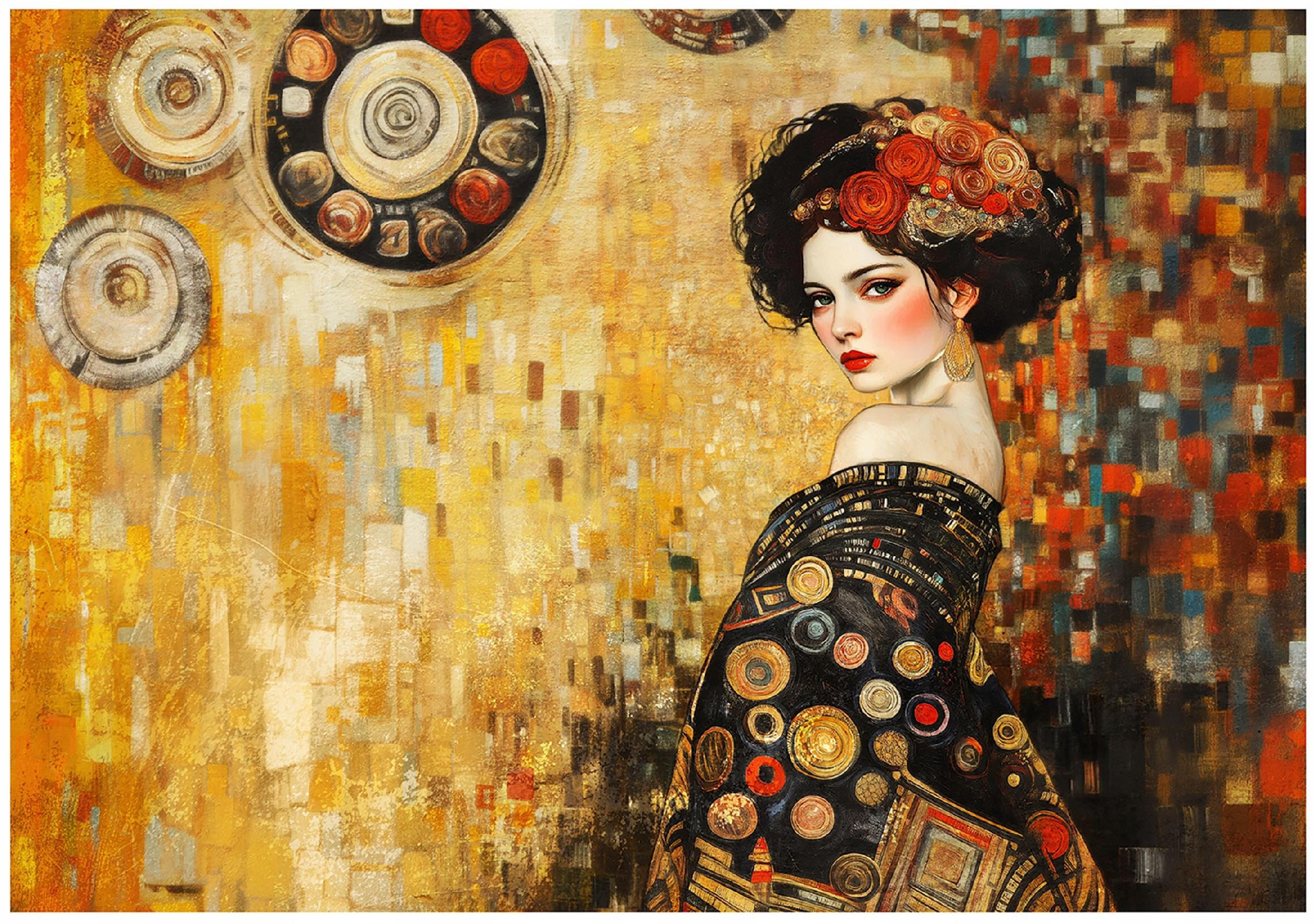 FOTOTAPETE Frau Abstrakt Vlies Tapete Wohnzimmer 200x140 - Multicolor, Papier (200/140cm) - Wallarena