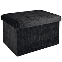 SITZBOX Faltbar mit Samtbezug 49/30/30 cm (Schwarz) - Schwarz, Karton (30/30/49cm) - Intirilife