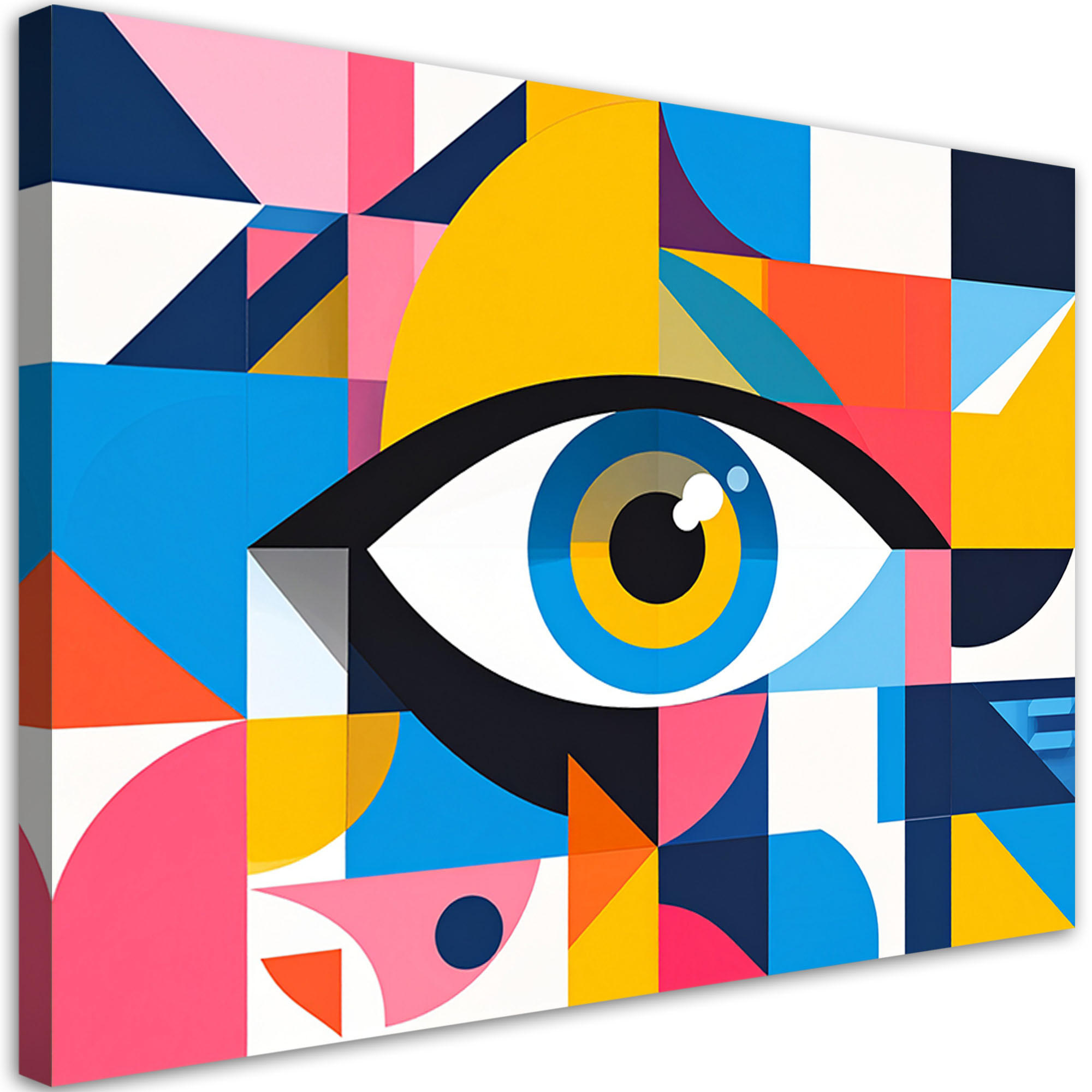 LEINWANDBILD Buntes minimalistisches Auge 120x80cm - Multicolor, Textil (120/80cm) - Feeby