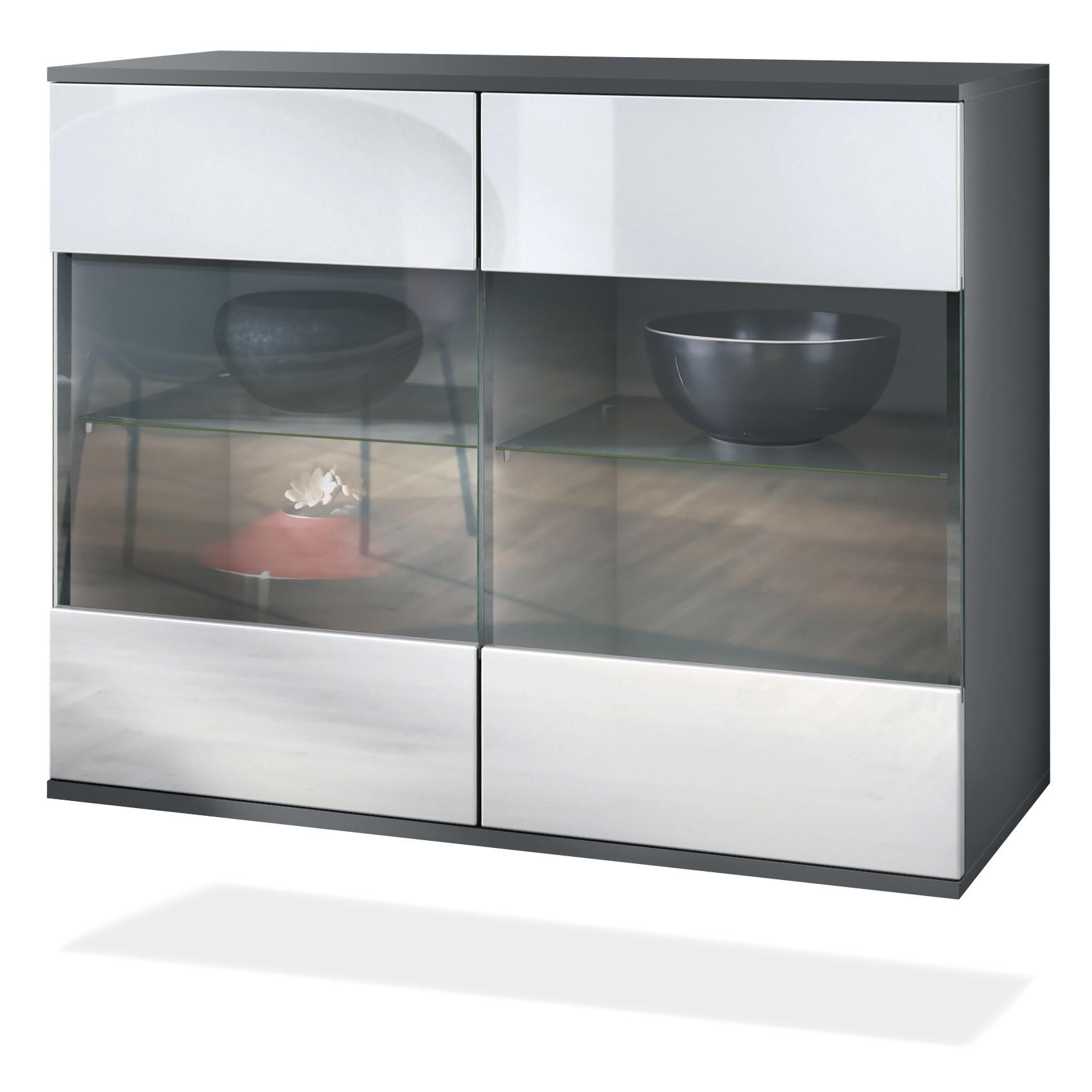 KOMMODE Bari Weiß Hochglanz - Weiß Hochglanz, Holzwerkstoff (92.5/73.5/35cm) - Vladon