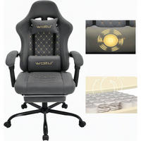 GAMINGSTUHL mit Massagefunktion, Computerstuhl Ergonomisch - Schwarz/Grau, Kunststoff/Textil (70/127/70cm) - Woltu