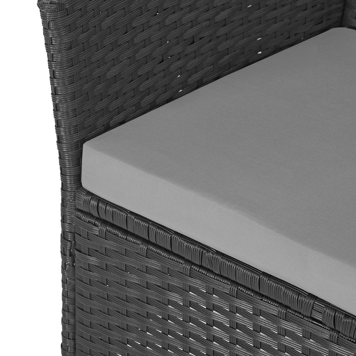 RATTANBANK Chicago Schwarz - Schwarz, Kunststoff (134/84/62cm) - SVITA