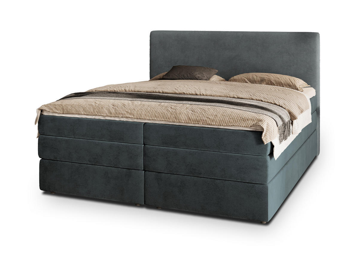 POSTEL BOXSPRING MATERN 160x200 cm, s matrací a úložným prostorem, šedá - šedá, kompozitní dřevo/textil (160/200cm) - MASSENO