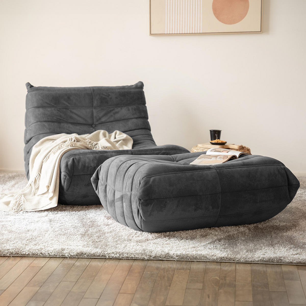 RELAXSESSEL CHILL - Farbe: Anthrazit - Anthrazit, Kunststoff (102/70/87cm) - Home Deluxe