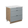 KÜCHENUNTERSCHRANK Fame-Line Hellblau-grau 80 cm mit 3 Schubladen AP Marmor - Eiche Wotan/Blaugrau, Holzwerkstoff (80/82/60cm) - Vicco