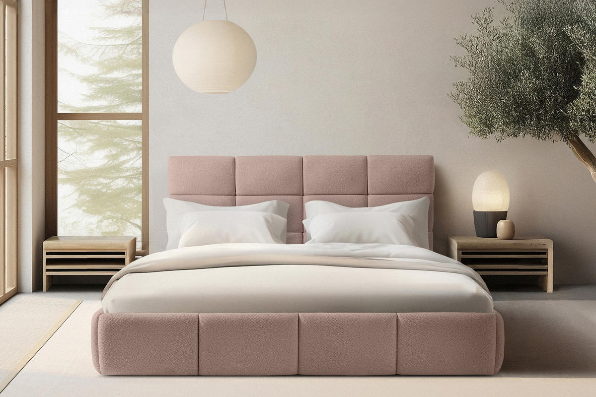 POLSTERBETT ALTOS Bouclé, rosa - Rosa, Holz/Holzwerkstoff (180/200cm) - KONSIMO®