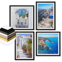 WANDBILDER 4er-Set - 50x50 cm & 40x60 cm Schwarzer Rahmen - Griechische Architektur auf Santorin, Oia - Schwarz, Kunststoff (50/50cm) - ArtPrintCave