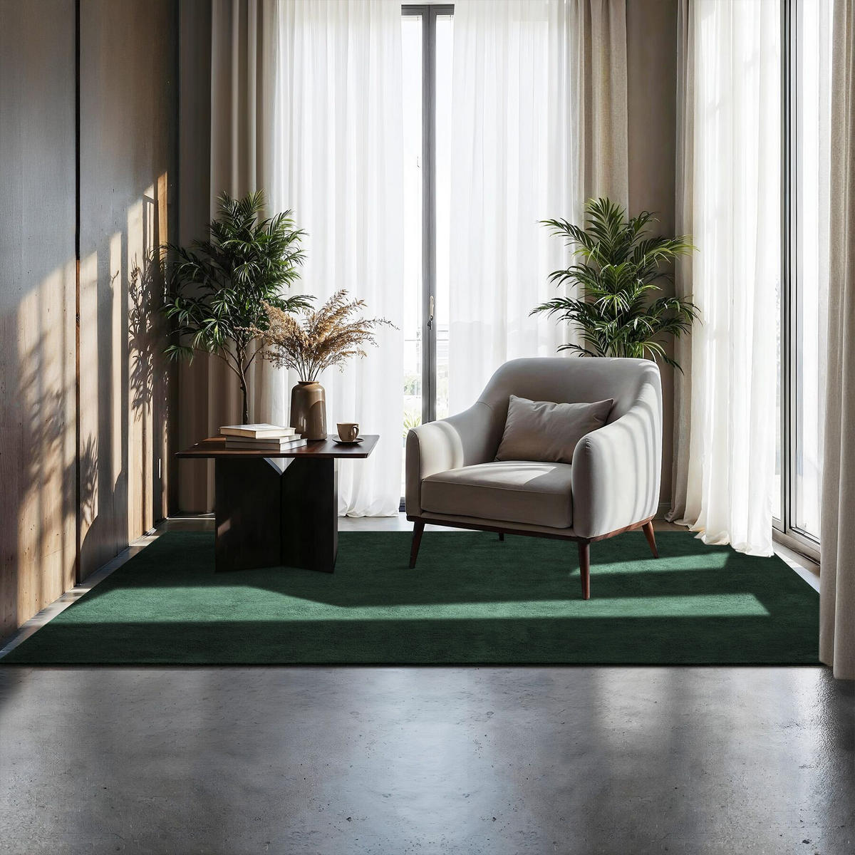 KURZFLORTEPPICH Soft Zone,rutschfeste Unterseite,grün - Grün, Kunststoff (170/120cm) - tectake